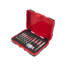 Coffret d'embouts d'extraction pour vis TORX®, 18 pcs
T10 à T55
1/4, 10mm
Embout  torsion power
Ref: 150.7015