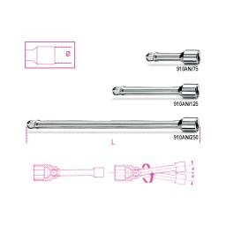 Rallonge angulaire carres mâle et femelle 3/8"
- long 75mm - qualité premium beta depuis 1939