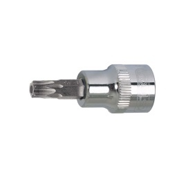 Douille tournevis 6 pans torx percé 3/8 chrome plus t10

- longueur 50mm - profil strie
- finition polie chromee
- embout en acier s2