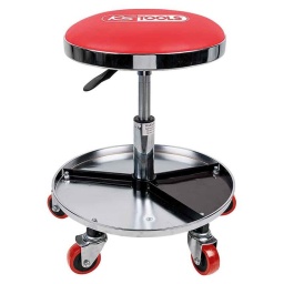 Tabouret à roulettes, charge max 135Kg
Plateau pour rangement d'outils
Revêtement lavable
Réglage en hauteur: 44 à 56cm
Roulettes caoutchouc 
ref: 500.8004
