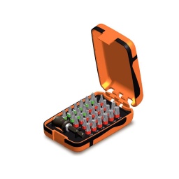 Coffret de 31 pièces
- t10-15-20-25-27-30-40 x 3
- ph1 x3 - ph2 x6 
- 1 porte embouts magnétique
- qualité premium beta depuis 1939