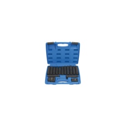 Coffret douilles à choc 

- 13 embouts:
4x6 pans 17-19-22-24mm 5 torx t60-70-80-90-100
4 torx femelle e18-20-22-24
- 1 adapt 3/4x22mm - 1 adapt 1"x22mm - 1 clé mâle 2.5mm 