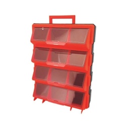 Armoire de rangement plastique 12 tiroirs avec poignée et vitre transparente 470x360x130mm
470x360x130mm, 12 compartiments.8 rangements L.91 x H.75 x P.120mm avec séparation.

4 rangements L.111 x H.75 x P.120mm.

Fermeture par couvercle pivotant translucide.

Fixation murale possible.

Poignée de transport