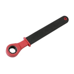 Clé à œil à cliquet - VDE 10 mm Clé à œil à cliquet VDE - Testée jusqu'à 1 000 V Taille 10 mm 12 pans 120 dents En acier 6140CV