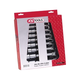 Jeux clés pipe debouchees 6 pans par 6 pans 
coudées à 90°
finition chrome mat
chrome vanadium ultra resistant
jeu de 9 pièces 
8-9-10-11-12-13-14-17-19
livre en vrac dans carton