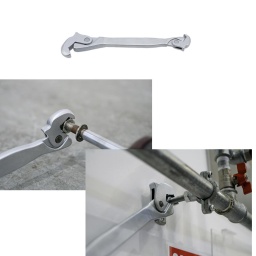 Cl&eacute; r&eacute;glable avec m&acirc;choires dent&eacute;es &agrave; ressort. Son action simple de retrait permet une prise rapide et ferme sur des fixations de 8 &agrave; 32 mm de diam&egrave;tre. 
En acier au chrome-vanadium chrom&eacute;, cette cl&eacute; est particuli&egrave;rement efficace sur les fixations endommag&eacute;es ou arrondies, les raccords de tuyauterie, les &eacute;crous &eacute;vas&eacute;s et les &eacute;crous sur les longues tiges filet&eacute;es (par exemple, les tendeurs de c&acirc;ble). 
&Eacute;galement id&eacute;ale pour la plomberie. Indispensable dans toute bo&icirc;te &agrave; outils.

Cl&eacute; &agrave; cliquet auto-ajustable avec m&acirc;choires dent&eacute;es pour une prise ferme, m&ecirc;me sur les fixations les plus arrondies.
Longueur totale : 265 mm. Plage : 8 &agrave; 32 mm sur 2 t&ecirc;tes.
Pour utilisation sur tous types de boulons, y compris hexagonaux (6 pans), polygonaux (12 pans), &Eacute;toile*/TORX, cannel&eacute;s, carr&eacute;s, m&eacute;triques et imp&eacute;riaux, etc.
Fabriqu&eacute; en acier au chrome-vanadium chrom&eacute; (CRV 6140) pour plus de r&eacute;sistance.
Pour un mod&egrave;le &agrave; t&ecirc;te flexible, voir les r&eacute;f&eacute;rences Laser 8826 et 8729