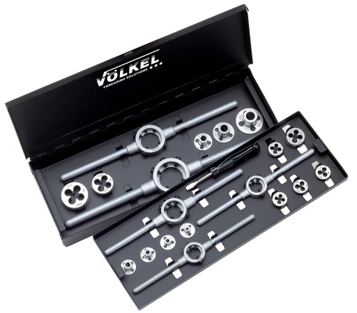 Coffret de Filière rondes P.V.14 + 7 guides HSS-G Linksgewinde / filetage à gauche M 3 - 12
