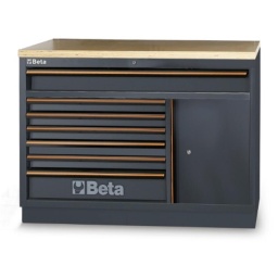Module fixe avec 7 tiroirs pour combinaison d'ameublement d'atelier C45PRO 2.0
Caractéristiques :
- 1 Plan de travail (1360 x 615 mm) en bois contreplaqué stratifié
- 1 tiroir (1248x406 mm) montés sur glissières à billes de précision.
- 6 tiroirs (782x406 mm) montés sur glissières à billes de précision :
- 5 tiroirs d'une hauteur de 65 mm
- 1 tiroir d'une hauteur de 145 mm
- Fonds de tiroirs protégés par un tapis en néoprène
- Serrure centralisé frontale
- Avec pieds réglables en hauteur
- Peut être équipé de modules d'outillages BETA
- 1 compartiment de rangement avec 1 étagère et 1 porte, dimensions intérieures 504x424x597 mm
- Prédisposé pour la pose d'un étau (1599P/150, vendu séparément)