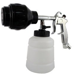 Pulvérisateur de mousse "Foam Booster" 1L
Fonctionne à l’air comprimé et génère une mousse ultra sèche.
Raccord d’air comprimé rotatif 360° de série:
- peut être posé sur une desserte ou un plan de travail
- liberté de circulation dans le véhicule
Réglage de l’arrivée d’air.
Tête mousseur réglable de jet droit à jet plat.
Tête mousseur démontable.
Pression d'air de 6,3 à 10 bar.
Consommation d'air : 245L/min à 6,3 bar.
