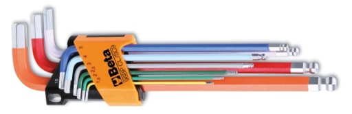 Support vide pour 9 clés mâles 6 pans coudées colorées à tête sphérique