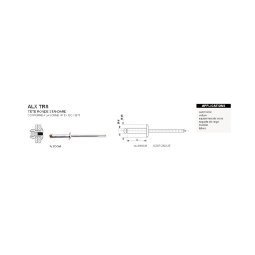 Rivet aveugle standard alx trs 4.8 x 25mm 