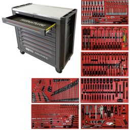 Servante d’atelier SIGNATURE i25 avec 510 outils pour 7 tiroirs
Compositon :
SIGNATURE Jeu d’outils de mesure et de pince SCS, 39 pcs, module 1.1/3
SIGNATURE SCS Module de tournevis ERGOTORQUEplus, 33 pcs, modules...
SIGNATURE Jeu de marteaux et de clé à douille d’impact SCS 1/2'' ,...
SIGNATURE Jeu de clés mâles coudées et de limes SCS, 42 pcs, module...
SIGNATURE SCS Module de clés, 57 pcs, modules système 1.1/3
SIGNATURE SCS 1/2'' Module de douille, 86 pcs, modules système 1.1/3
SIGNATURE SCS 1/4'' +3/8'' Module de douille, 213 pcs, modules.
Nouvelle gamme servante signature ks tools, la meilleur jamais construite chez Ks tools
Chassis
- Chassis resistance 900kg
- Petit tiroir resistance 60kg, grand tiroir résistance 120kg
- Grande epaisseur de tôle 2mm pour la base, 1mm pour le chassis, 0.8mm pour le tiroir
Les plus :
- Pictogramme sur les tiroirs pour identification rapide
- Bac de rangement magnétique
- Porte flacon, porte aérosol
- Protection angle
- Duo lock, vous choisissez si vous voulez utriliser le système antibasculement de votre servante