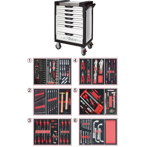 Servante Ultimate blanche 7 tiroirs avec composition 202 outils 