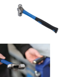 Marteau à boule de débosselage de 680 g avec manche en fibre de verre haute résistance et poignée en TPR antichoc pour minimiser les vibrations et la fatigue, et une tête en acier au carbone de qualité moyenne. Il dispose d'une extrémité plate pour l'enfoncement, ainsi que d'une extrémité en forme de boule adaptée au martelage ou au façonnage des matériaux métalliques.

Manche en fibre de verre à 65 % avec poignée ergonomique en caoutchouc thermoplastique (TPR) à prise souple, pour plus de confort et moins de fatigue.
Longueur totale : 383 mm ; longueur du manche : 330 mm.
Poids : 680 g ( ). Tête en acier au carbone 45 traité thermiquement.
Largeur de tête : 123 mm ; diamètre de la face : 36 mm.
Fabriqué conformément à la norme DIN. Également disponibles : marteau à boule de débosselage de 340 g (12 oz) (référence 8604), marteau à boule de débosselage de 453 g (16 oz) (référence 8605), marteau à boule de débosselage de 907 g (32 oz) (référence 8607).