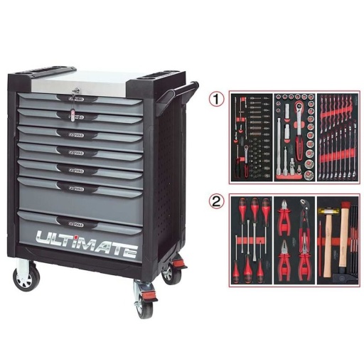 Servante Ultimate noir 7 tiroirs avec composition 114 outils 
