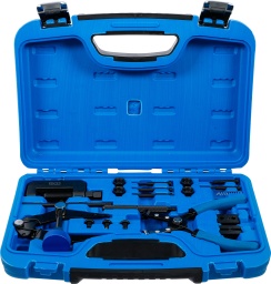 N&eacute;cessaire pour remplacer les cha&icirc;nes de moto-Contient les outils de service de cha&icirc;ne suivants :Pince &agrave; sertir du verrou de cha&icirc;ne n&eacute;cessaire au d&eacute;montage et montage des agrafes du verrou de cha&icirc;ne-Outil de retenue de la cha&icirc;ne, retient les deux extr&eacute;mit&eacute;s de la cha&icirc;ne-Outil complet pour s&eacute;parer et riveter les maillons de cha&icirc;ne, pour d&eacute;montage et montage des cha&icirc;nes d'entra&icirc;nement et de distribution-Chasse-goupilles &Oslash; 2,2 - 2,9 - 3,8 - 4,8 mm