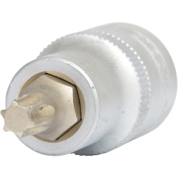 Torx
Carré d'entraînement intérieur selon DIN 3120 / ISO 1174 avec encoche pour verrouillage par bille
avec embout tournevis nickelé serti
Pour une utilisation manuelle
Finition satinée
Chrome Vanadium