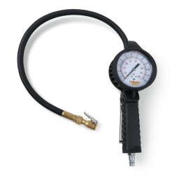 Corps enduit de caoutchouc antichoc 
-Levier de commande métallique 
-Pression de service: 0,5÷12 bar, 7÷174 psi 
-Fonction de relâchement de pression 
-Fonction de mesure de pression 
-Longueur du tuyau: 58 cm 
-Rotation du tuyau à 360° 
-Entrée d’air 1/4 »
