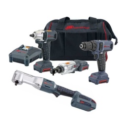 Pack exclusif serrage à accès difficile 4 outils sans fils Ingersoll rand 
Cle choc angulaire 3/8 W5330 245Nm 
Mini clé à rochet 1/4 R1120
Mini clé choc 1/4 W1120 pour petit démontage rapide
Mini perceuse D1130
3 Batteries (1 x 2.5ah - 2 x 2ah12v) 1 chargeur - 1 sac de transport