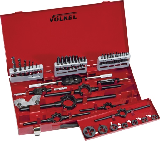 Coffret d'outil de taraudage et filetage (Boîte rouge/Outils noirs) HSS-G / DIN M 3 - 12