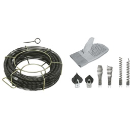 Jeu de déboucheur de canalisations avec une spirale de Ø 22 mm
Livré avec la corbeille de rangement de la spirale