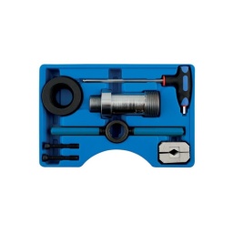 Outil de montage d'amortisseur - Vérin à gaz Ce kit est conçu pour permettre de tirer la jambe de force dans sa position étendu et la maintenir dans cette position le temps de changer l'amortisseur.  Ce kit est particulièrement utile sur des jambes de force disposant de vérins avec des ressorts internes puissants qui ont tendance à laisser la tige du vérin de la jambe de force disparaître dans la jambe de force elle même.  L'étau de blocage est disponible séparémment sous la ref 5791 (boulons de 35mm) ou ref 6270 (boulons de 60mm) Fourni avec mode d'emploi et boite de rangement  