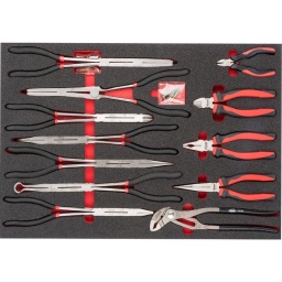 Module pinces 23 pièces
- pince circlip embout interchangeable
- Pince multi, coupante, méca, droite
- 7 pinces extra longue
- Dimension 563x393mm