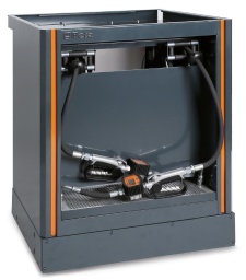 - 2 enrouleurs avec tuyau flexible de 7 m - 1/2” compris
- Fourni avec 2 pistolets équipés de compte-litres numérique et équipés
 de ramasse-gouttes automatique
- débit max. : 30 l/mn
- viscosité : 8÷2000 mPas
