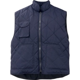 Tissu extérieur: 65% polester 35%coton
Doublure: 100% polyamide avec protege reins
Fermeture eclair simple avec curseur en métal
Coloris: bleu marine
Poches: -1 poche poitrine avec rabat et velcro pour telephone
-2poches basses repose main
-1 poche intérieure porte feuille