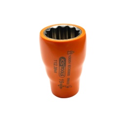 Isolation selon IEC 60900 
Selon ISO 691, ISO 1174-1, ISO 1711-1 et ISO 2725-1 
Carré d'entraînement intérieur selon DIN 3120 / ISO 1174-1 avec encoche pour verrouillage par bille 
12 pans 
Pour une utilisation manuelle ou avec visseuse 
Diamètre extérieur de l'isolation optimisé 
Chrome Vanadium 

