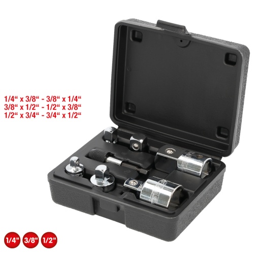 Jeu d'augmentateurs et r&eacute;ducteurs CHROMEplus 1/4'' +3/8'' +1/2'' +3/4'' 7 pcs