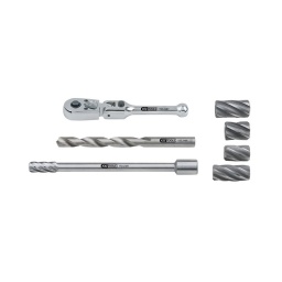 Coffret d'Alésoirs pour capteur abs
- permet un nettoyage precis du siège du capteur abs
- cliquet spécifique articulé permettant une rotation à droite
- livre avec foret m10 x 133 mm pour extraire les capteurs bloques
- coffret de rangement
composition :
fraise pour : vw golf v. polo 9n. lupo. passat. t5. skoda fabia. seat ibiza. opel insignia
fraise pour : BMW e38. e39. e52. e60. e61. e63. e64. e65. e66. e67. e70. e71
fraise pour : mercedes classe a. mazda. ford. daewoo
fraise pour : audi. volkswagen. BMW e36 + e46. seat. skoda
fraise pour :audi. volkswagen. seat. skoda. utilitaires
Mèche pour percer les capteurs abs
cliquet articulé spécial 1/4"
