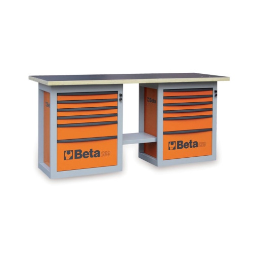 Etabli "endurance" 12 tiroirs orange modèle long 2m 1.5 tonne