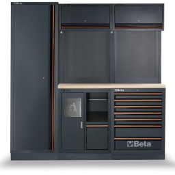 Combinaison d’équipements d’atelier C45PRO avec plan de travail Bois
Combinaison comprenant:
- Plan de travail en bois multicoly (C45PW/2-1.3MT)
- Module fixe avec 7 tiroirs (C45PRO M7)
- Module de service fixe (C45PRO MS)
- Armoire à porte unique (C45PRO AS1)
- 2 armoires murales (C45PRO PM)
- 2 panneaux d’outils perforés (C45PRO PF)
- 2 supports muraux, de type large (C45PRO SL)
- 1 support mural, type étroit (C45PRO SS)
- 198 kg
