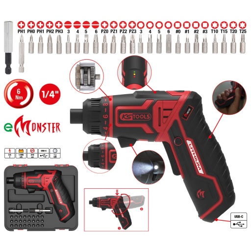 Pack mini perceuse 1/4'' eMONSTER sans fil 27 pcs