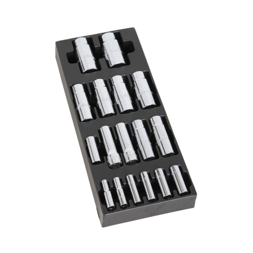 Module thermoformé douilles longues 1/4 & 1/2" beta  17 pièces