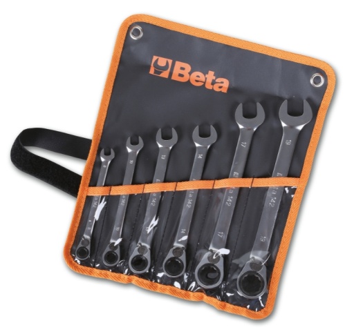 Jeu de 6 clés mixtes à cliquet réversible (art. 142) en trousse
