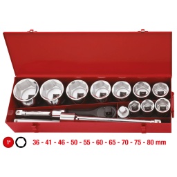 6 pans
Finition satin&eacute;e
Chrome Vanadium
Avec cliquet robuste 24 dents
Coffret robuste en mati&egrave;re plastique
