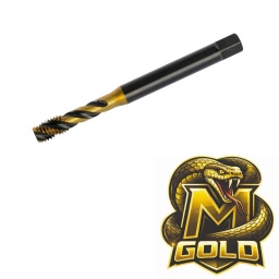 MGold : Revêtement TiN pour des performances durables
La Gold Mamba est basée sur notre taraud machine standard. Un revêtement TiN – nitrure de titane – forme une couche dure jaune doré sur les flancs du filet.
Il est appliqué par procédé PVD, garantissant une structure de surface particulièrement dure et homogène.
Avec une dureté pouvant atteindre 2700 HV et d’excellentes propriétés de glissement, le TiN limite les risques de soudage à froid lors du taraudage au niveau des flancs du filet.
Cela augmente nettement la durée de vie de l’outil : vous bénéficiez de moins de changements d’outil, de moins de temps d’arrêt et d’une qualité d’usinage fiable sur de plus longues périodes.
Application
Pour une utilisation générale
Pour matériaux facilement usinables jusqu’à 900 N/mm²
Aciers non alliés et faiblement alliés
Exécution
Exécution à goujures hélicoïdales pour trous borgnes
Goujures vaporisées (VAP)
Flancs du filet avec revêtement nitrure de titane (TiN)