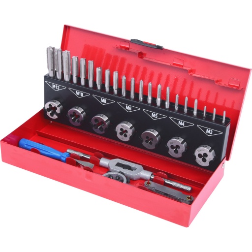 Coffret de tarauds et fili&egrave;res HSS Co 32 pcs 