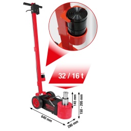 Cric hydropneumatique particuli&egrave;rement robuste pour v&eacute;hicules
R&eacute;partition de la charge sur une large surface
Construction courte et maniable
Trois adaptateurs 10, 35 et 65&nbsp;mm inclus
poign&eacute;e repliable
Descente du cric contr&ocirc;l&eacute;e par l&rsquo;ouverture de la valve
Roues en polyur&eacute;thanes r&eacute;sistantes aux hydrocarbures
Transport facile gr&acirc;ce au poids tr&egrave;s l&eacute;ger
Protection contre les surcharges gr&acirc;ce &agrave; une soupape de surpression de s&eacute;curit&eacute;
La technologie Safety Bypass emp&ecirc;che les fuites d&rsquo;huile
Indispensable quotidiennement dans tout atelier
Construction massive en acier
