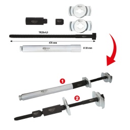 Pour le montage et le d&eacute;montage des ressorts h&eacute;lico&iuml;daux sur les essieux multibras arri&egrave;re
D&eacute;montage et remontage sans d&eacute;pose de l&rsquo;essieu
Gain de temps
Coupelle inclin&eacute;e pour une meilleure tenue du ressort h&eacute;lico&iuml;dal
Comprime le ressort dans son axe
Bon positionnement gr&acirc;ce &agrave; sa conception compacte
Cl&eacute; &agrave; pipe sp&eacute;ciale incluse
