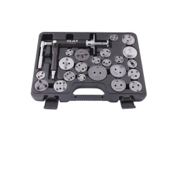 KIT REPOUSSE PISTONS PNEUMATIQUE (22PCS)
Conçu pour rendre les interventions de freinage plus rapides et sans effort.
Cet outil permet à l'utilisateur de repousser les pistons d'étriers de freins en toute simplicité et sans effort grâce au vérin pneumatique du pistolet qui pousse jusqu'à 150kg.
La pression de fonctionnement est de 5 à 8bar.
Compatibles pastilles 2 ergots standards.
L'ensemble comprend 21 adaptateurs, adaptés à différents types de véhicules.
Plus produit	Epaisseur de tête réduite
Compatibles plaquettes très usées
Caractéristiques :
- Poids pistolet : 1.07 kg
- Taille : 258x173x97mm
- Pression de travail : 7bar
- Émission de bruit : 64.3 dB
- Émission de vibrations : 0.876 m/s2
Composition :
Ce kit comprend un pistolet pneumatique, les 21 adaptateurs traditionnels ainsi que tous les derniers adaptateurs constructeurs pour :
- VW Passat (à partir de 2005)
- Ford
- Iveco Daily
- BMW
- Mini/BMW
- Renault Laguna III/Scénic III
- Renault Master III