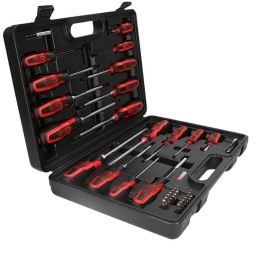 Composition 159.1001 Tournevis ERGOTORQUEplus FENTE 6 x 38 mm 159.1002 Tournevis ERGOTORQUEplus FENTE 3.0 X 75 mm 159.1004 Tournevis ERGOTORQUEplus FENTE 4.0 X 100 mm 159.1005 Tournevis ERGOTORQUEplus FENTE 5.5 x 100 mm 159.1008 Tournevis ERGOTORQUEplus FENTE 6.5 x 125 mm 159.1010 Tournevis ERGOTORQUEplus FENTE 8 X 150 mm 159.1012 Tournevis ERGOTORQUEplus FENTE 10 x 200mm 159.1027 Tournevis ERGOTORQUEplus PHILIPPS PH0 75 mm 159.1029 Tournevis ERGOTORQUEplus PHILIPPS PH1 100 mm 159.1022 Tournevis ERGOTORQUEplus PHILIPPS PH2 125 mm 159.1024 Tournevis ERGOTORQUEplus PHILIPPS PH3 150 mm 159.1026 Tournevis ERGOTORQUEplus PHILIPPS court PH2 38mm 159.1047 Tournevis ERGOTORQUEplus POZIDRIV PZ0 75mm 159.1049 Tournevis ERGOTORQUEplus POZIDRIV PZ1 100 mm 159.1042 Tournevis ERGOTORQUEplus POZIDRIV PZ2 125 mm 159.1044 Tournevis ERGOTORQUEplus POZIDRIV PZ3 150mm 159.1198 Tournevis ERGOTORQUEplus, porte embout 1/4'' magnétique, 100 mm 514.1102 Porte-embout magnétique 1/4'', L.50 mm Embout de vissage KS 6 pans 2.0-2.5-3.0-4.0-5.0-6.0-8.0 entraînement 6.35 mm, L. 25 mm Embout de vissage KS TORX percé TB10-TB15-TB20-TB25-TB27-TB30-TB40 - entraînement 6.35 mm, L. 25 mm Embout de vissage KS TORX T10-T15-T20-T25-T27-T30-T40 - entraînement 6,35 mm, L. 25 mm
