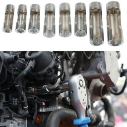 À utiliser en cas d'accès difficile.
Contenu : 3 x 53mm de long ; 10mm, 11mm, 12mm.
3 x 62mm de long ; 13mm, 14mm, 15mm.
2 x 80mm de long ; 17mm, 19mm.
Fournies sur mousse EVA pour un rangement facile.