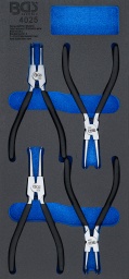 Pour montage et retrait de circlipsPointes spécialement trempées, Ø 1,8 mmPoignées thermodurciesÉtendue de la livraisonpince à circlips pour circlips extérieurs, 180 mm, coudéepince à circlips pour circlips extérieurs, 180 mm, droitepince à circlips pour circlips intérieurs, 180 mm, coudéepince à circlips pour circlips intérieurs, 180 mm, droiteHauteur de l'insert sans outils: 32 mm