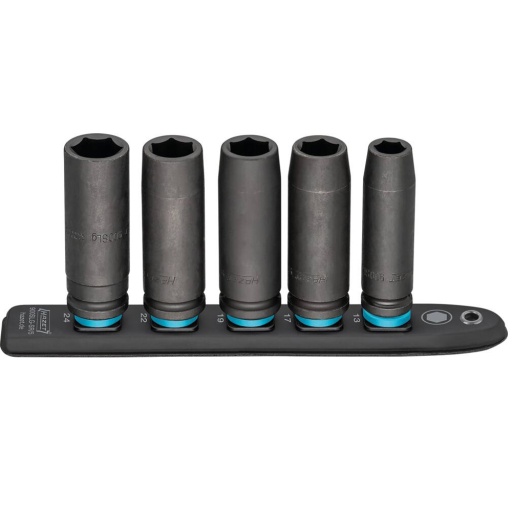 Douille a chocs 1/2" longue sur support magnetique 5pc