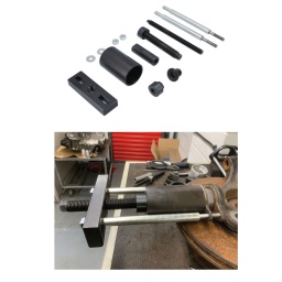 Conçu pour faciliter l'extraction et la réinstallation de la rotule inférieure avant boulonnée présente sur le modèle récent du Ford Transit. La rotule boulonnée du Ford Transit est à ajustement très serré, même après la dépose des boulons, ce qui nécessite un outillage pour extraire l'ancienne rotule et installer la neuve sans endommager l'articulation ou le moyeu. Élimine la nécessité d'utiliser la chaleur, des coups de marteau ou la presse d'atelier.

Les applications comprennent : Transit Bus (à partir de 2013), Transit Platform/Chassis (à partir de 2014).
À utiliser pour la dépose et l'installation des rotules OEM : 1451917 et KT6C113K209AA.
Convient pour une rotule inférieure boulonnée uniquement. Pour la rotule de type emboîté, utiliser la référence Laser 6614.
Conçu pour être utilisé en place. Toujours lubrifier les filetages de l'outil avec de la graisse au bisulfure de molybdène avant utilisation.
Fabriqué à Sheffield.