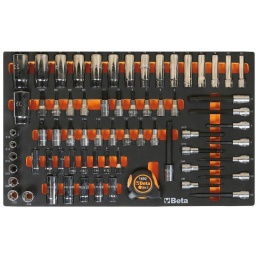 Module douilles longues, torx, torx femelle 3/8" et 1/2" 68 pièces
douille 6 pans série longue 8-9-10-11-12-13-14-15-16-17-19-21-22 mm
Douille tournevis pour vis 6 pans creux 5-6-6L-7-8-8L-10-10L-12-12L mm
douilles pour écrous à empreinte Torx®, 1/2"  E12-E14-E16-E18-E20-E22-E24
douilles tournevis pour vis à empreinte Torx®  T20-T25-T27-T30-T30L-T40-T40L-T45-T50-T50L-T55-T60-T60L
Douille tournevis pour vis XZN®  5-6-6L-8-8L-10-10L-12L mm
douille 6 pans série longue 10-12-13-14-15-16-17-18-19-21-22-23-24-27-30-32 mm
mètre à ruban 5 m