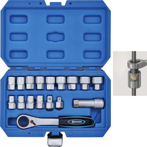 Coffret de douilles traversantes 3/8" et 1/2" 17 pcs